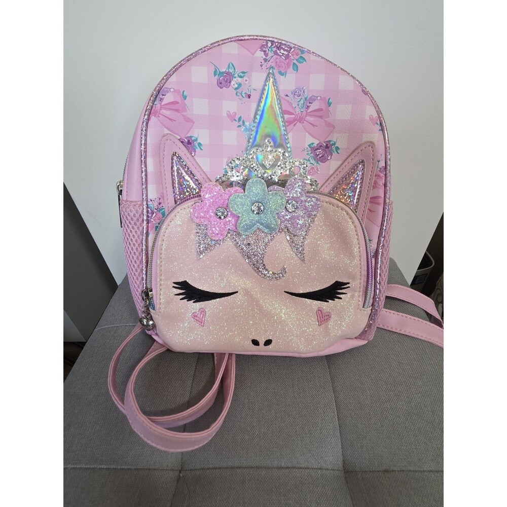 Super Cute OMG! Gwen Girl Pink Iridescent Sequin Unicorn Backpack Zip Adj Strap